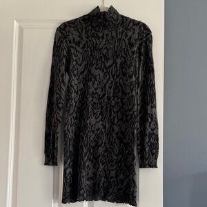 Pam & Gela Black and Gray Animal Print Mini Dress